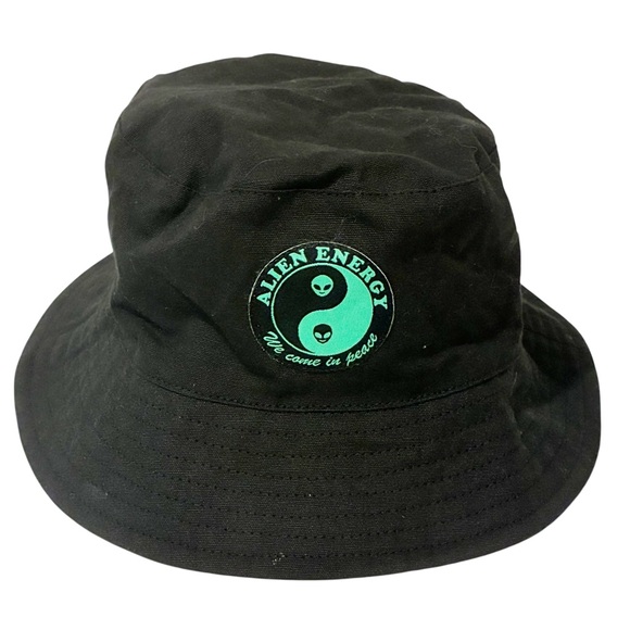 NGorder Black Yin Yang Neon Green Alien Bucket Hat - Picture 1 of 5